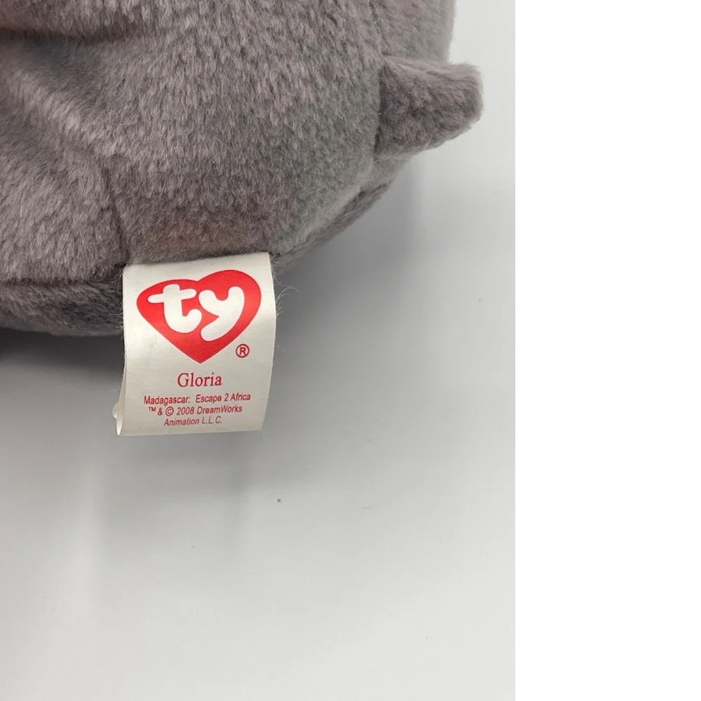 Ty Beanie Babies Gloria the Hippo Madagascar Escape 2 Africa Plush 2008 Grey